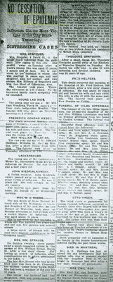 Influenza Epidemic in Waterloo clippings 1918