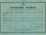 Overtime Permit 1947 for Dietrich's Garage, Waterloo, Ontario