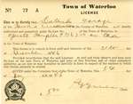 Town of Waterloo Taxi Licenses for Dietrich's Garage, Waterloo, Ontario