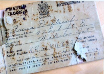 Ration book for Anna Dietrich, Waterloo, Ontario