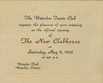 Invitation to Opening of Waterloo Tennis Club's New Clubhouse