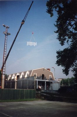 Crane Placing Railing at Waterloo Tennis Club