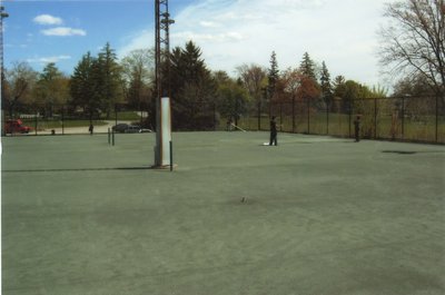 Volunteers Sweeping the Har Tru Courts at the Waterloo Tennis Club