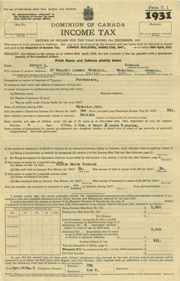 Albert Schmuck's 1931 Income Tax