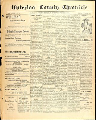 Waterloo County Chronicle, 9 Nov 1893