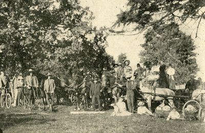 People, horses and wagons at Ontario Seed Company's Farm