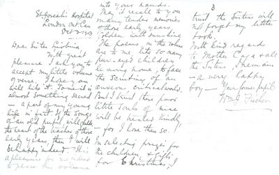 Letter from Dr. William J. Fischer to Sister Liobina Dietrich