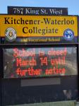 Kitchener-Waterloo Collegiate Closure Sign, Kitchener