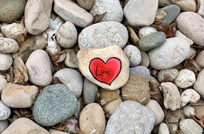 Painted Rock with Heart at Grand River Regional Cancer Centre, Kitchener