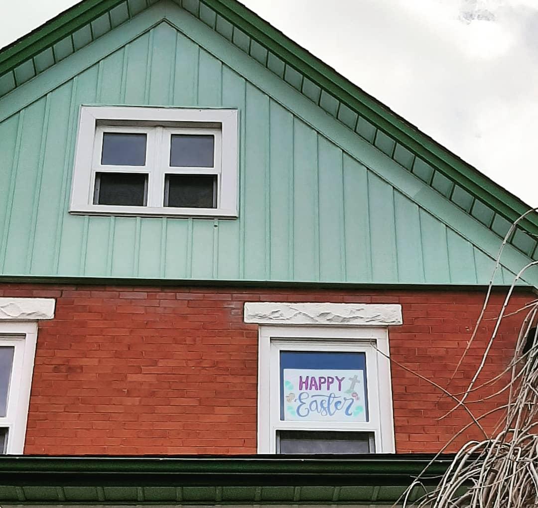 Happy Easter Sign in Window, Waterloo