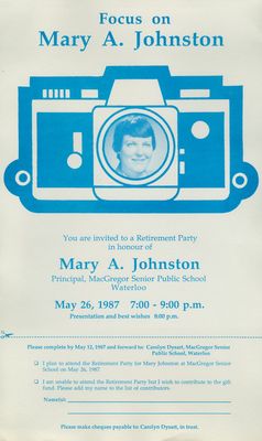 Mary A. Johnston Retirement Flyer and Invitation