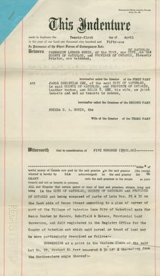 Land Deed for 30 Menno Street, 1951