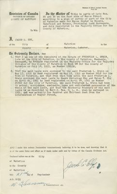 Statutory Declaration for 30 Menno Street, 1955