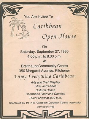 K-W Caribbean Canadian Cultural Association Open House Flyer