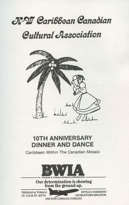 K-W Caribbean Canadian Cultural Association 10th Anniversary Dinner and Dance Program