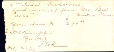 To Ford S. Kumpf from Peter H. Roos forwarding installment payment, February 26, 1913