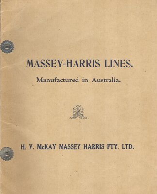 H.V. McKay Massey Harris Limited Catalogue, Australia, 1931