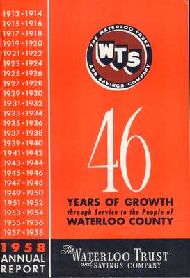 Waterloo Trust and Savings Company Annual Report 1958