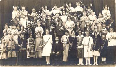 Charles F. Thiele and Girls' Band, Rumford, Maine