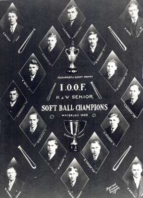 Independent Order of Odd Fellows Kitchener & Waterloo Softball Champions, 1929