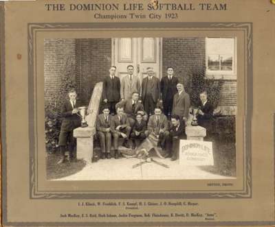 Dominion Life Assurance Company Softball Team, 1923