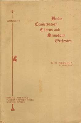 Berlin (Kitchener) Conservatory Chorus and Symphony Orchestra Concert Program, March 9, 1915