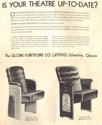 Globe Furniture Company Advertisements, Waterloo, Ontario