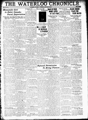 Waterloo Chronicle (Waterloo, On1868), 29 Jan 1931