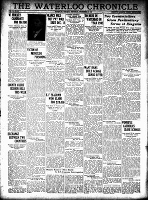 Waterloo Chronicle (Waterloo, On1868), 15 Dec 1932