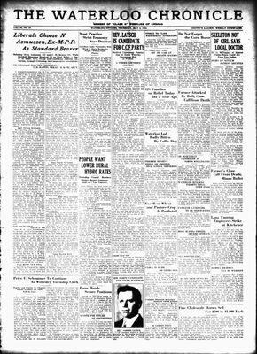 Waterloo Chronicle (Waterloo, On1868), 3 May 1934