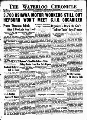 Waterloo Chronicle (Waterloo, On1868), 13 Apr 1937