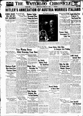 Waterloo Chronicle (Waterloo, On1868), 15 Apr 1938