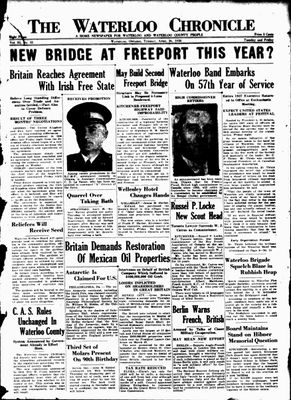 Waterloo Chronicle (Waterloo, On1868), 26 Apr 1938