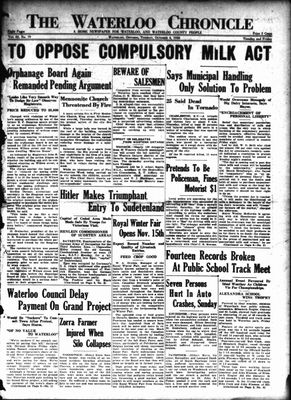 Waterloo Chronicle (Waterloo, On1868), 4 Oct 1938