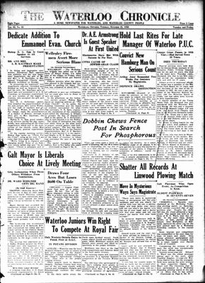 Waterloo Chronicle (Waterloo, On1868), 25 Oct 1938