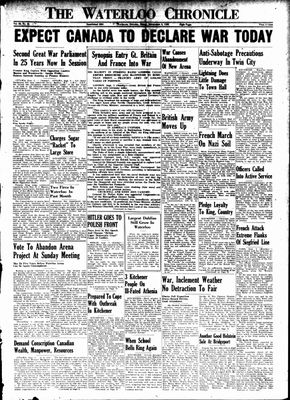 Waterloo Chronicle (Waterloo, On1868), 8 Sep 1939