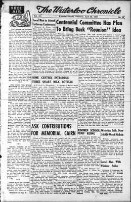 Waterloo Chronicle (Waterloo, On1868), 25 Apr 1957