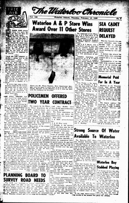 Waterloo Chronicle (Waterloo, On1868), 13 Feb 1958