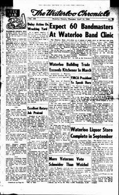 Waterloo Chronicle (Waterloo, On1868), 10 Apr 1958