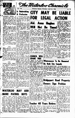 Waterloo Chronicle (Waterloo, On1868), 24 Apr 1958