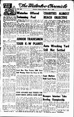 Waterloo Chronicle (Waterloo, On1868), 1 May 1958