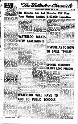 Waterloo Chronicle (Waterloo, On1868), 29 May 1958