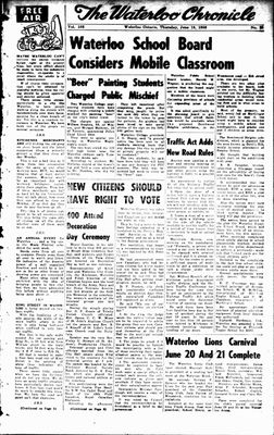 Waterloo Chronicle (Waterloo, On1868), 19 Jun 1958