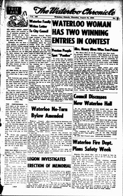 Waterloo Chronicle (Waterloo, On1868), 21 Aug 1958