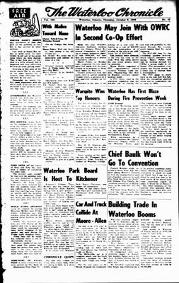 Waterloo Chronicle (Waterloo, On1868), 9 Oct 1958