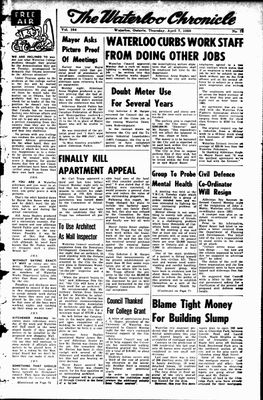 Waterloo Chronicle (Waterloo, On1868), 7 Apr 1960