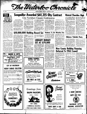 Waterloo Chronicle (Waterloo, On1868), 21 Dec 1961