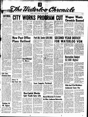 Waterloo Chronicle (Waterloo, On1868), 15 Feb 1962