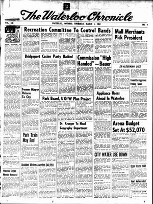 Waterloo Chronicle (Waterloo, On1868), 1 Mar 1962