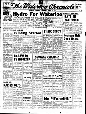 Waterloo Chronicle (Waterloo, On1868), 12 Apr 1962